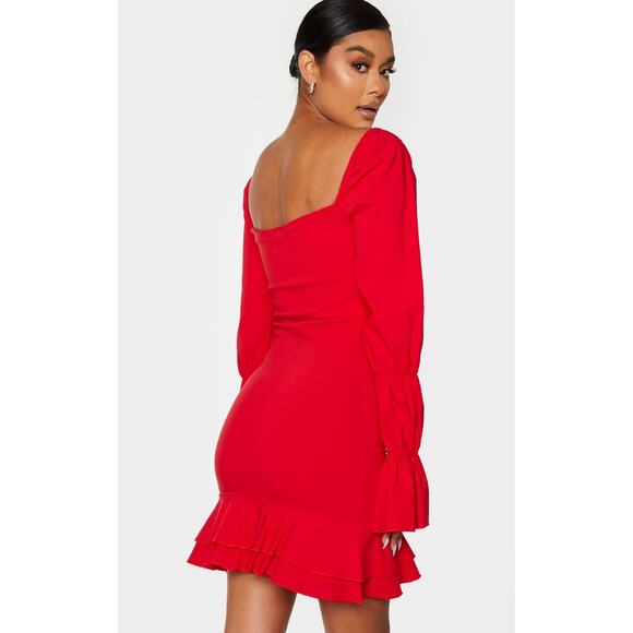 Pretty Little Things Ruched Front Bodycon Dress Sz 2 Red - Picture 2 of 13
